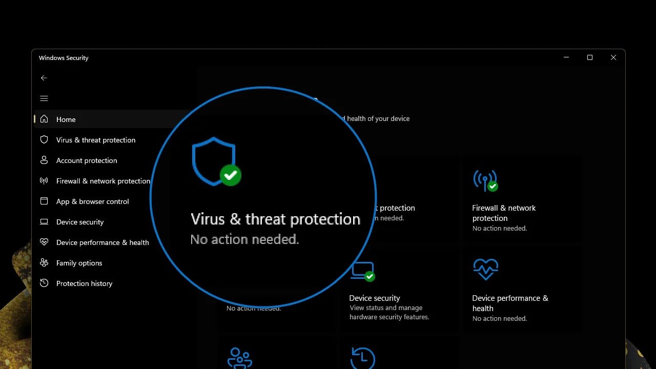 Плитка Virus & threat protection